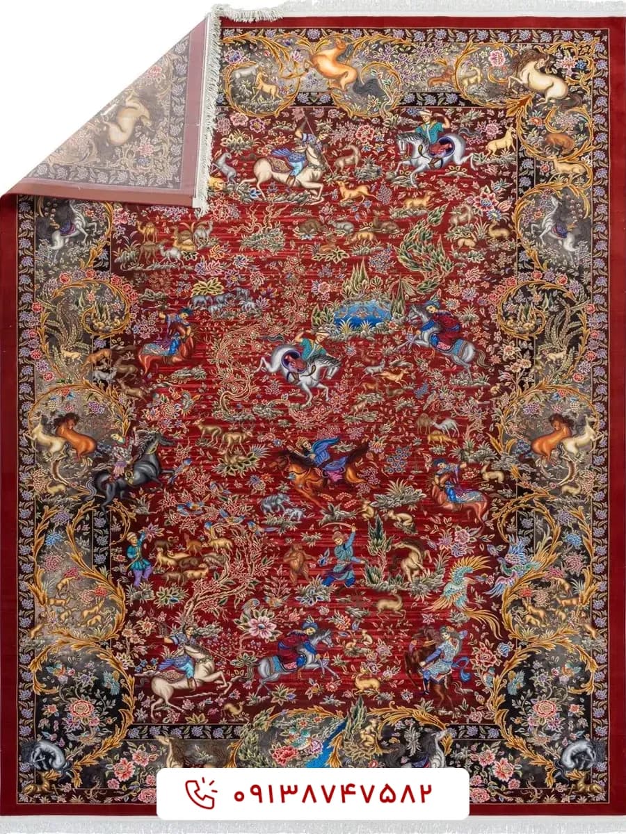 فرش شکارگاه کد 20CT0000 لاکی 1500 شانه — تصویر ۱۰