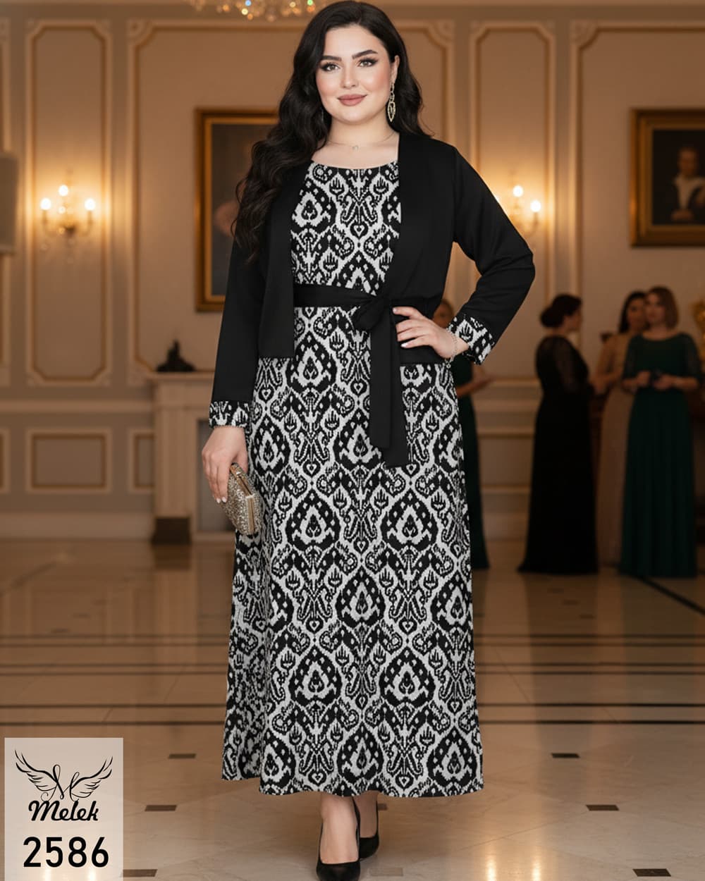 ست دوتکه سارافون و کت کراپ اسپورت مجلسی زنانه سایز بزرگ — تصویر ۵