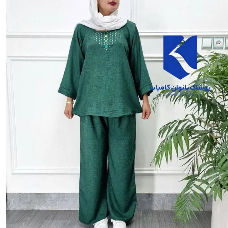 ست بیرونی بلوزشلوار صوفیاگلدوزی زنانه /کد29841(تخفیف ویژه) — تصویر ۲
