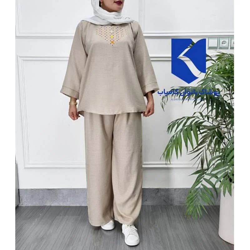 ست بیرونی بلوزشلوار صوفیاگلدوزی زنانه /کد29841(تخفیف ویژه) — تصویر ۳