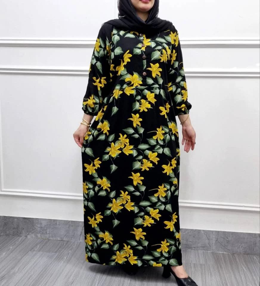 پیراهن ساحلی نخی گلدارمدل شیردهی طرح هل/کد29601 (تعدادمحدود) — تصویر ۲