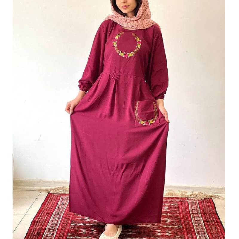 ساحلی ماکسی نخی گلدوزی شده زنانه طرح انار/کد29502 — تصویر ۴