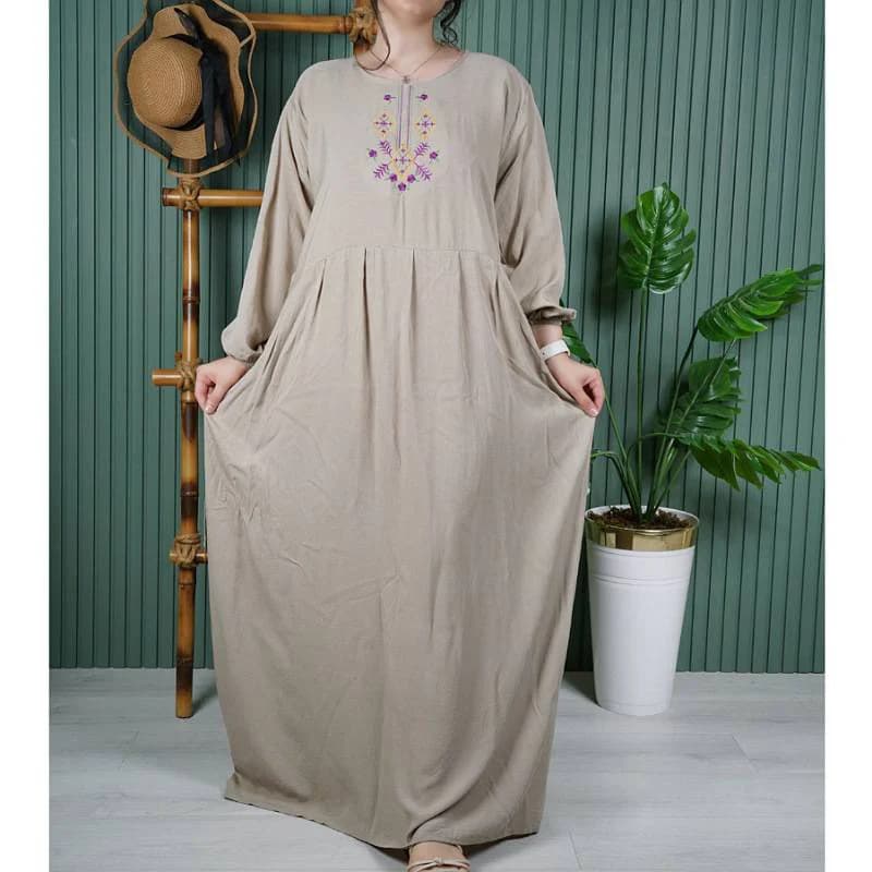 پیراهن ساحلی نخی باکیفیت گلدوزی شده زنانه/کد29389