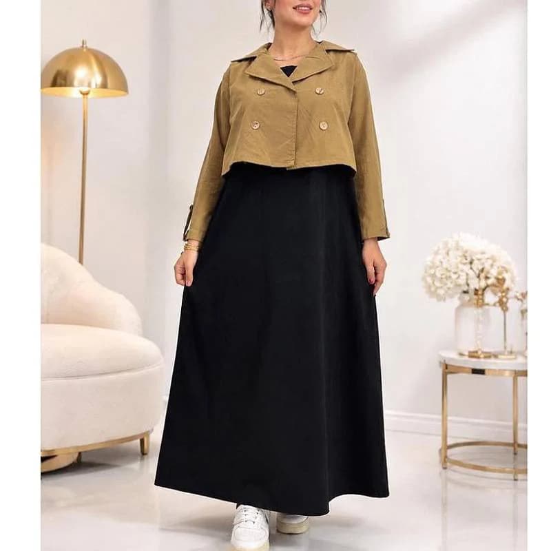 ساحلی کت سارافون یقه انگلیسی لینن نچرال خارجی زنانه /کد29384 — تصویر ۲
