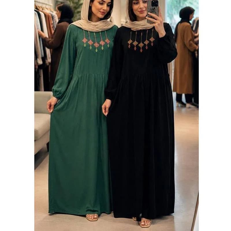 پیراهن ساحلی نخی باکیفیت گلدوزی شده زنانه/کد29280 — تصویر ۲