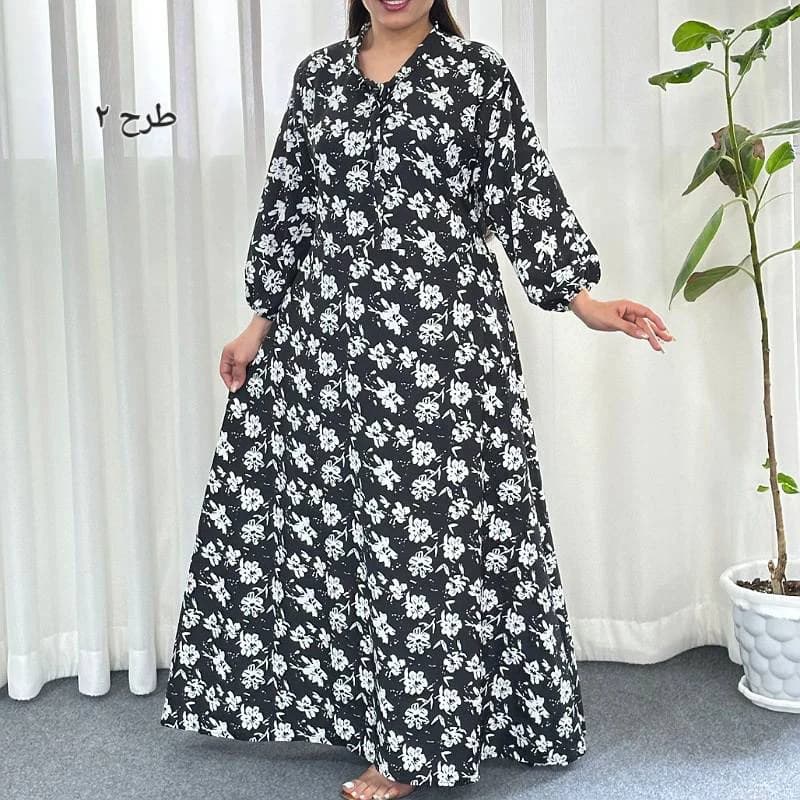 استایل شیک ومزونی باپیراهن ساحلی کرپ ترک طرح کلوووش/کد29258 (تخفیف ویژه عیدقربان) — تصویر ۳