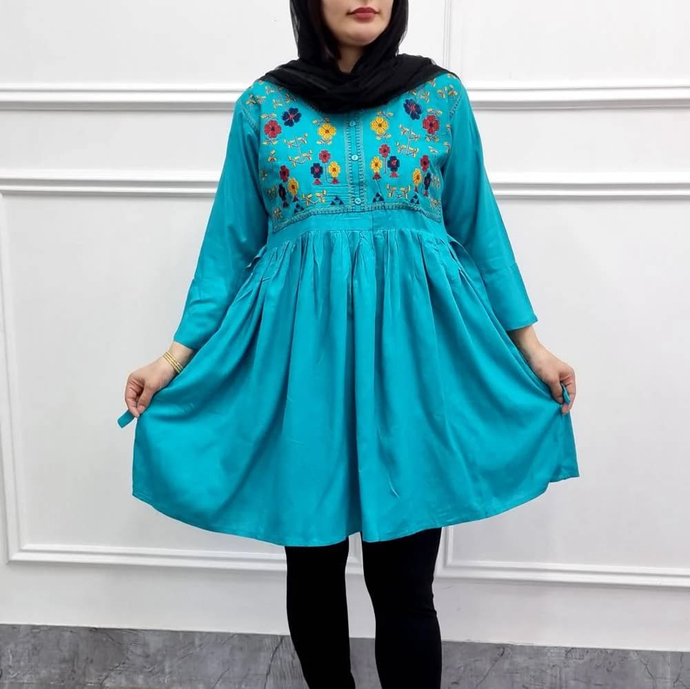 تونیک نخی گلدوزی وارداتی هندی زنانه کامیاب/کد29238 — تصویر ۲