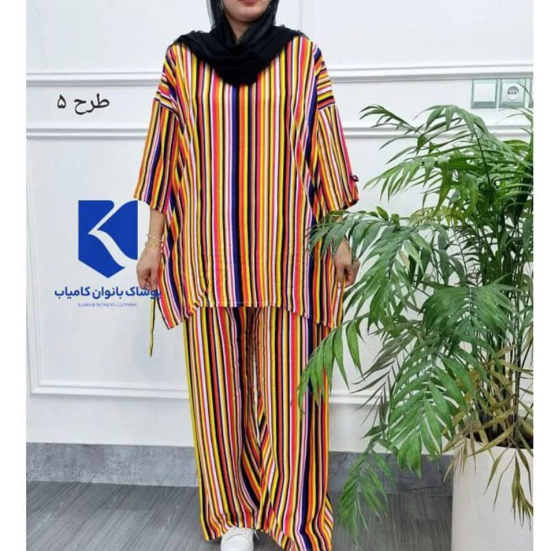 ست راحتی بلوزشلواره نخی قواره بزرگ خارجی زنانه /2954 — تصویر ۲