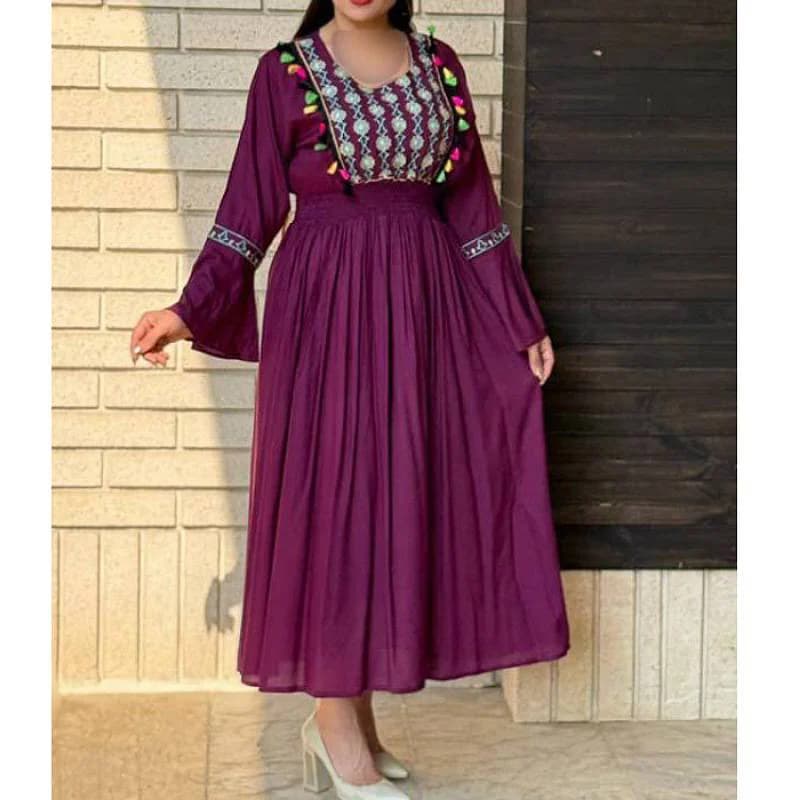 پیراهن ساحلی نخی گلدوزی منگوله دار وارداتی هندی/کد2942 — تصویر ۶