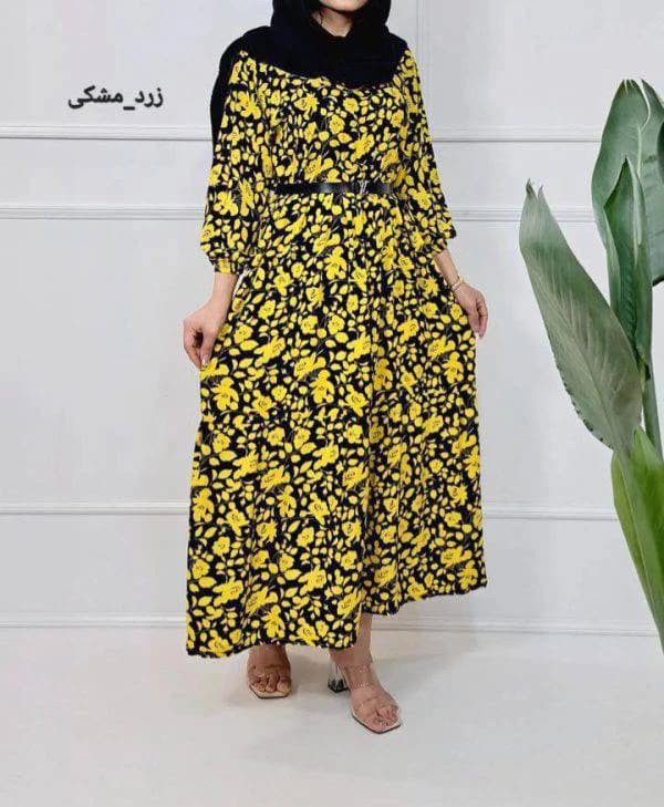 پیراهن ساحلی نخی زنانه طرح گل مریم/کد2941 — تصویر ۴