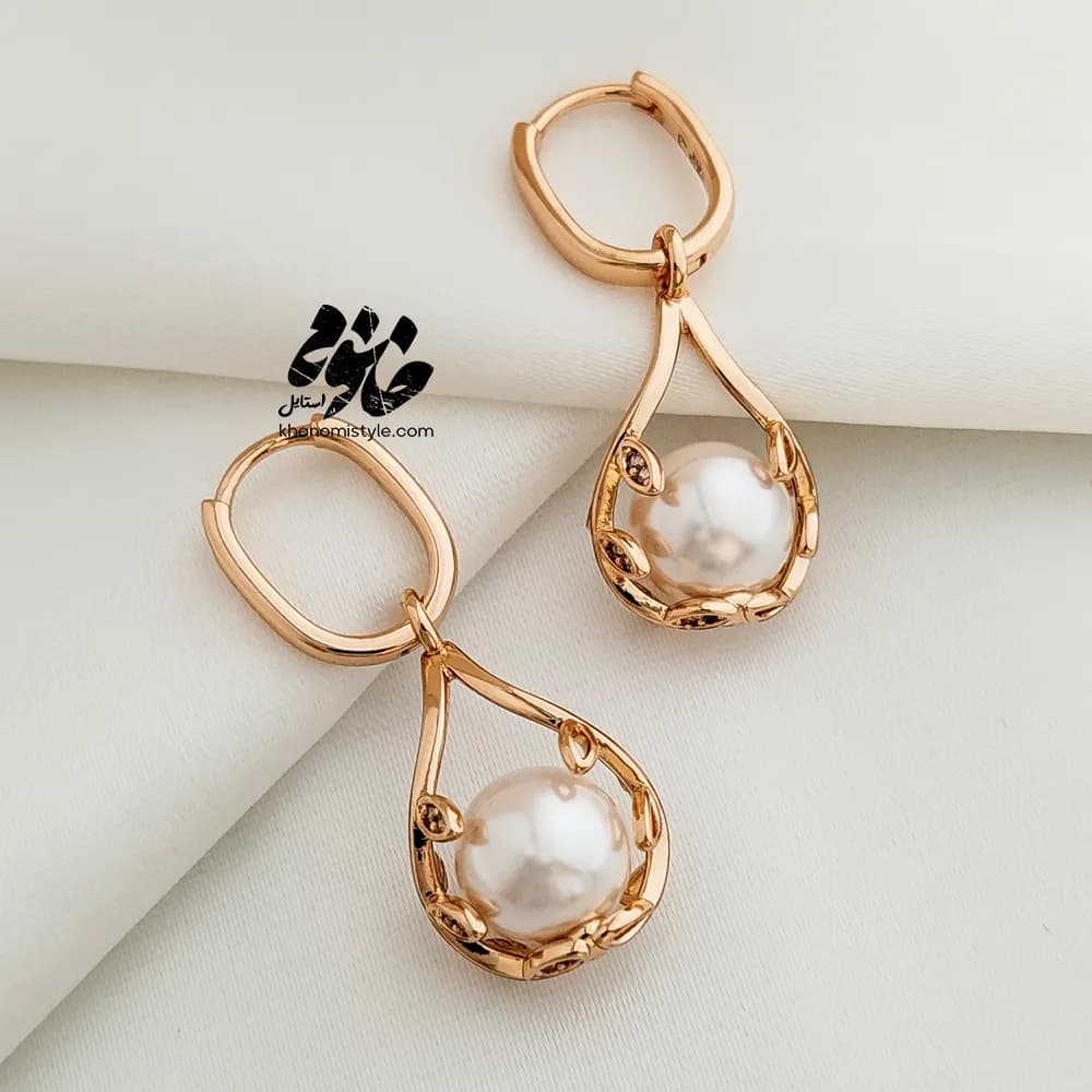 گوشواره آویز مرواریدی نگین دار ژوپینگ E12015
