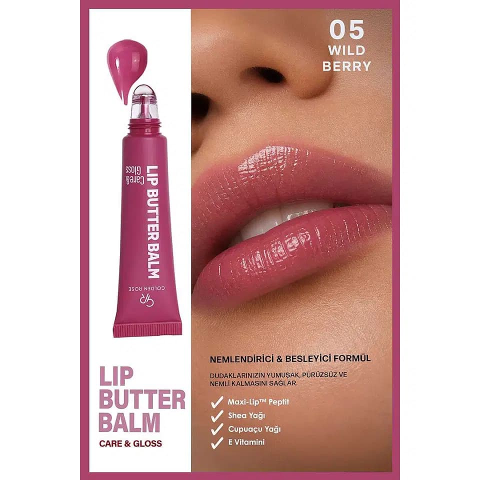 لیپ باتر بالم گلدن رز شماره 05 (توت وحشی) GOLDEN ROSE LIP BUTTER BALM حجم 13.5 میلی لیتر — تصویر ۲