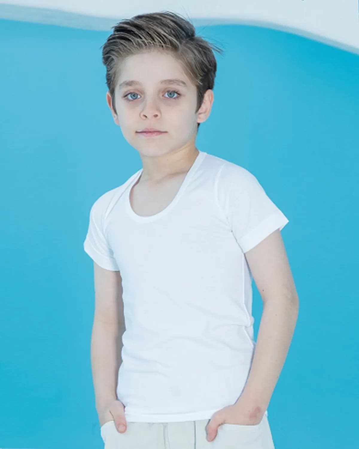 زیرپوش نیم آستین پسرانه سفید