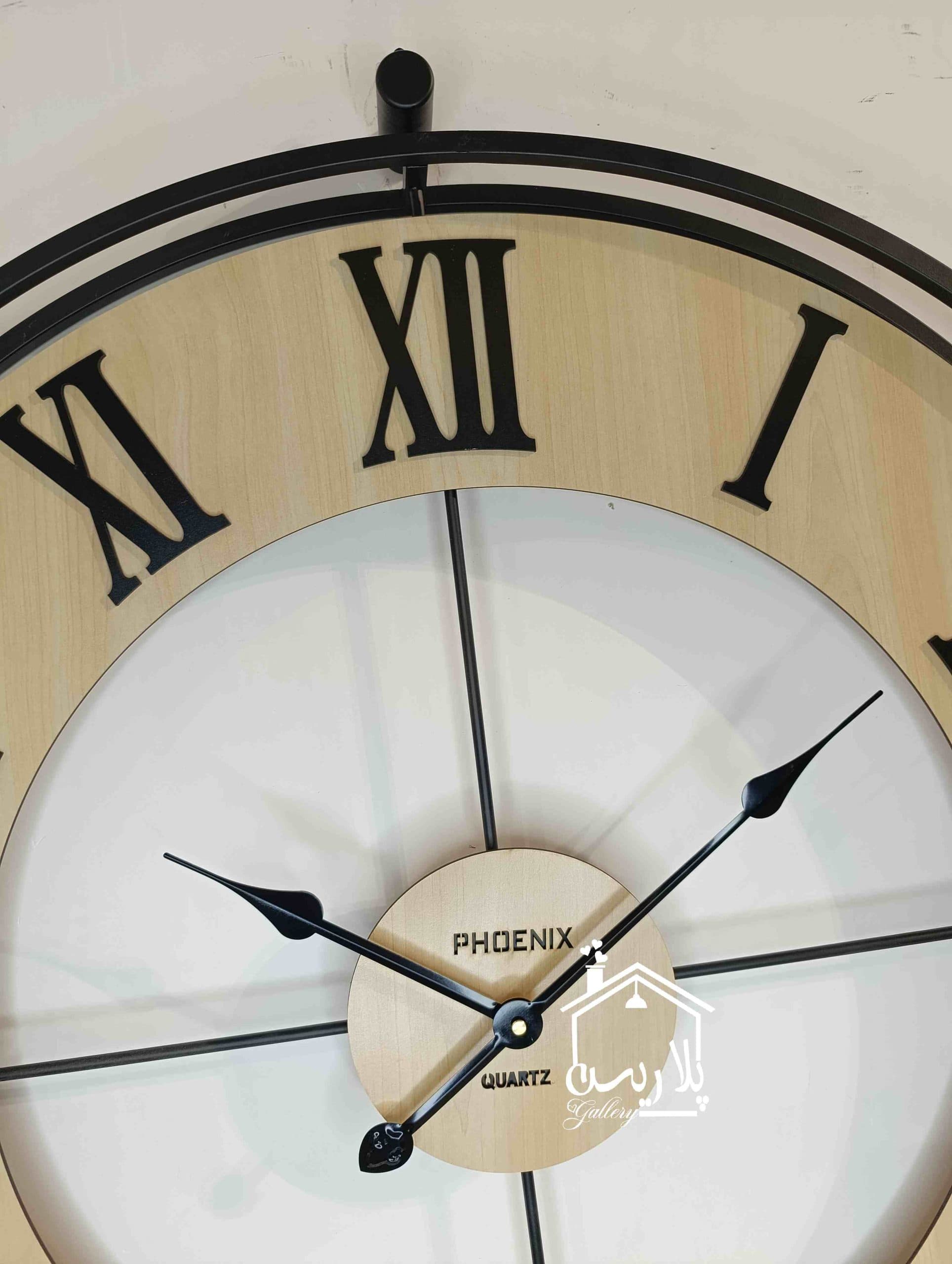 ساعت دیواری کرم مشکی قطر 90 سانت+ 33109 — تصویر ۳