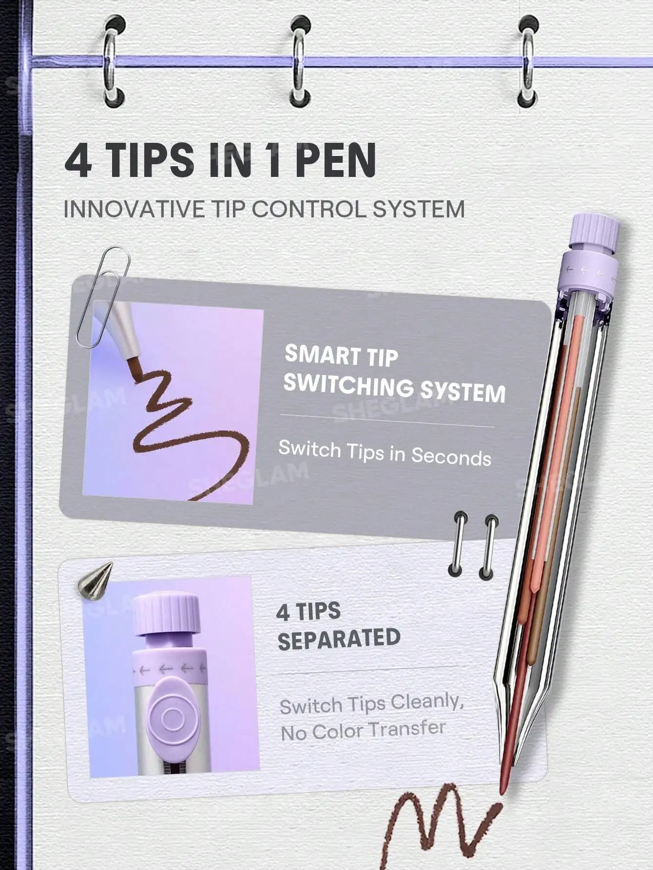 قلم چهار کاره شیگلم | SHEGLAM 4-in-1 Makeup Pen — تصویر ۸