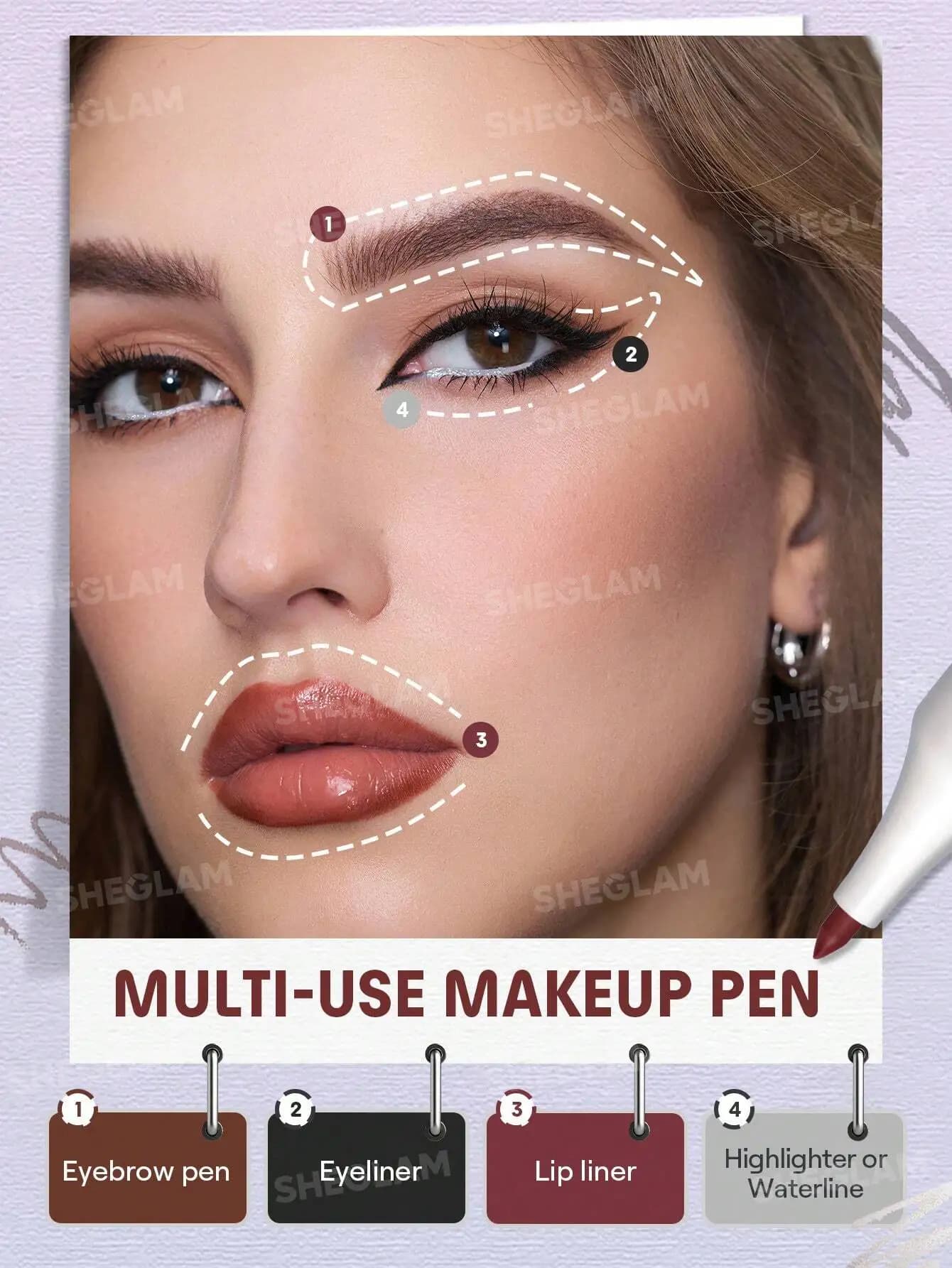 قلم چهار کاره شیگلم | SHEGLAM 4-in-1 Makeup Pen — تصویر ۶