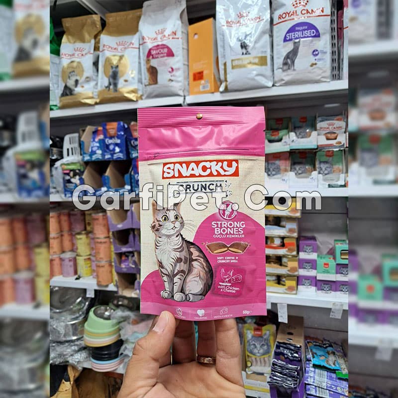 غذای تشویقی گربه کرانچی «اسنکی» مدل تقویت استخوان (60 گرم) — تصویر ۲