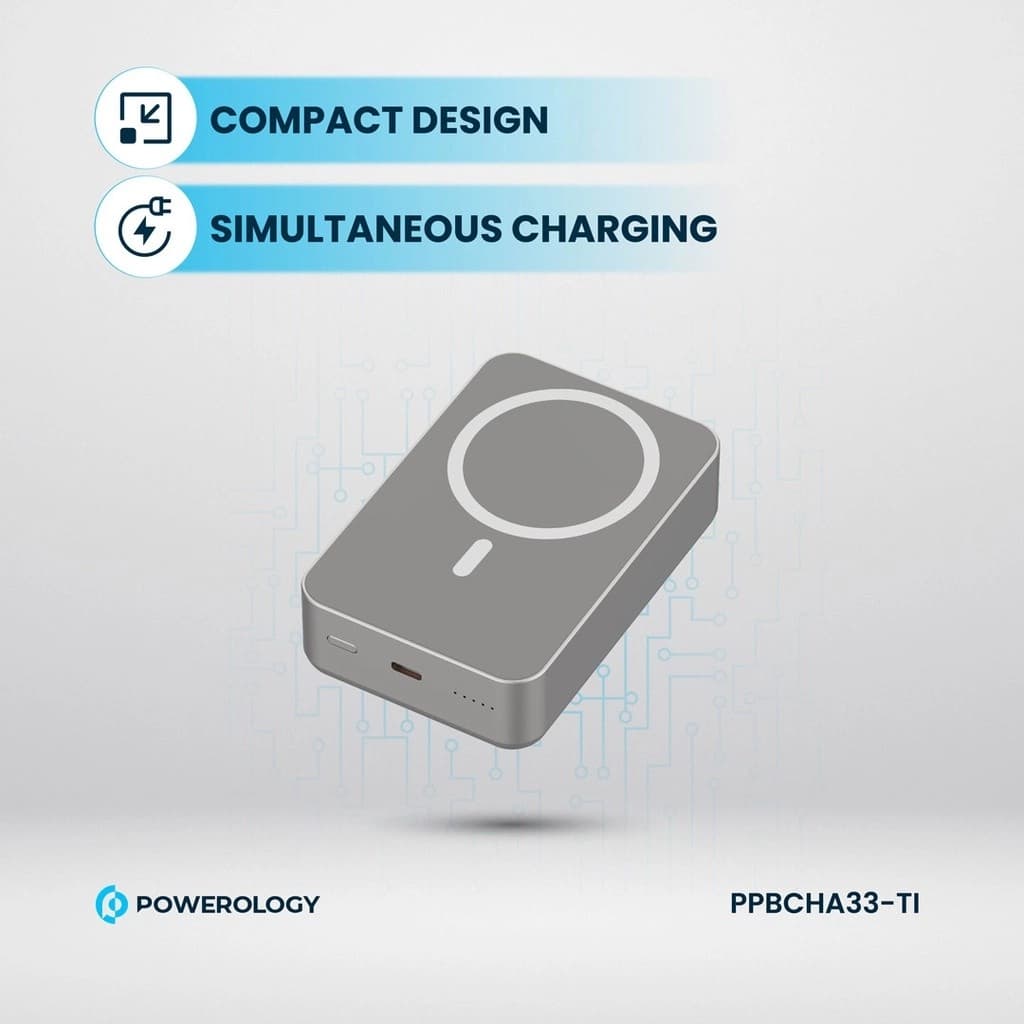 Powerology 20000mAh Magsafe Aluminum پاوربانک — تصویر ۵
