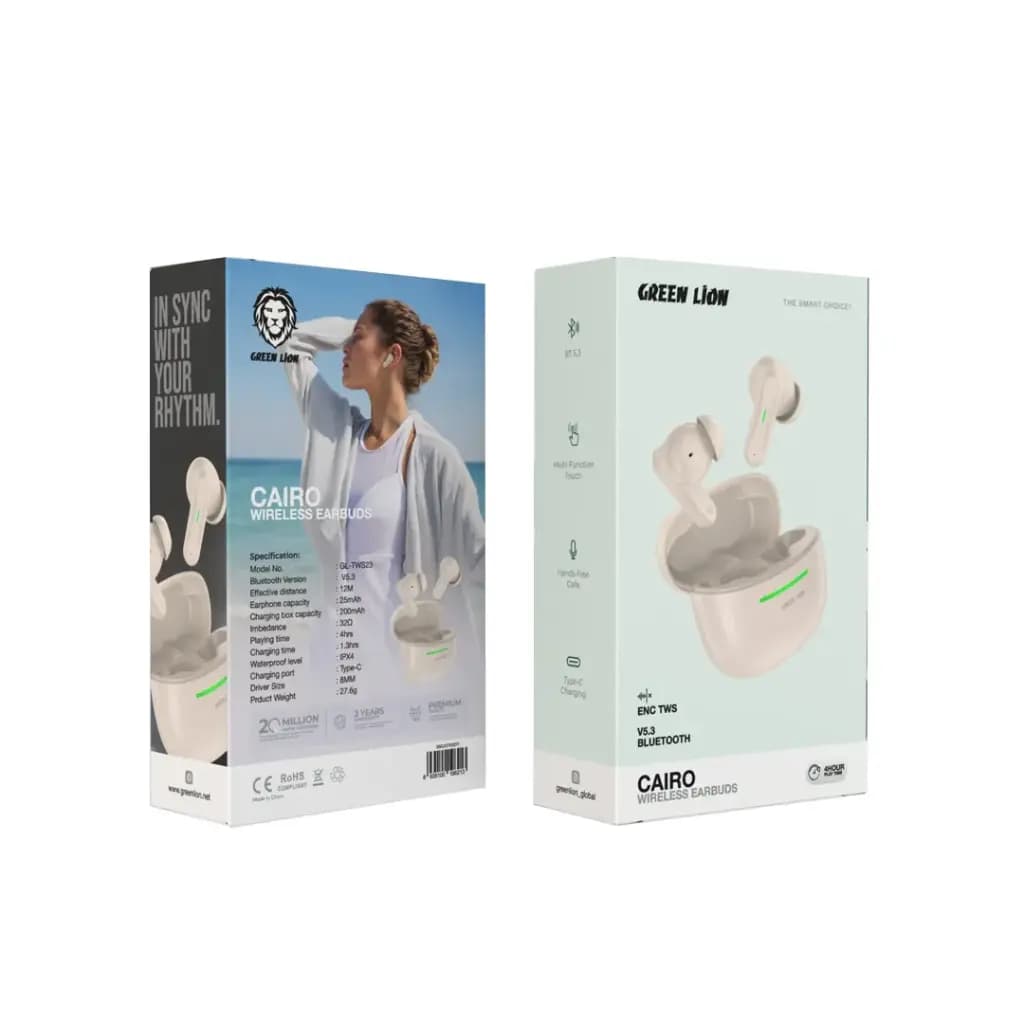 هدفون بلوتوث 2گوشی+استند شارژ Green Lion EarBuds Cairo — تصویر ۲