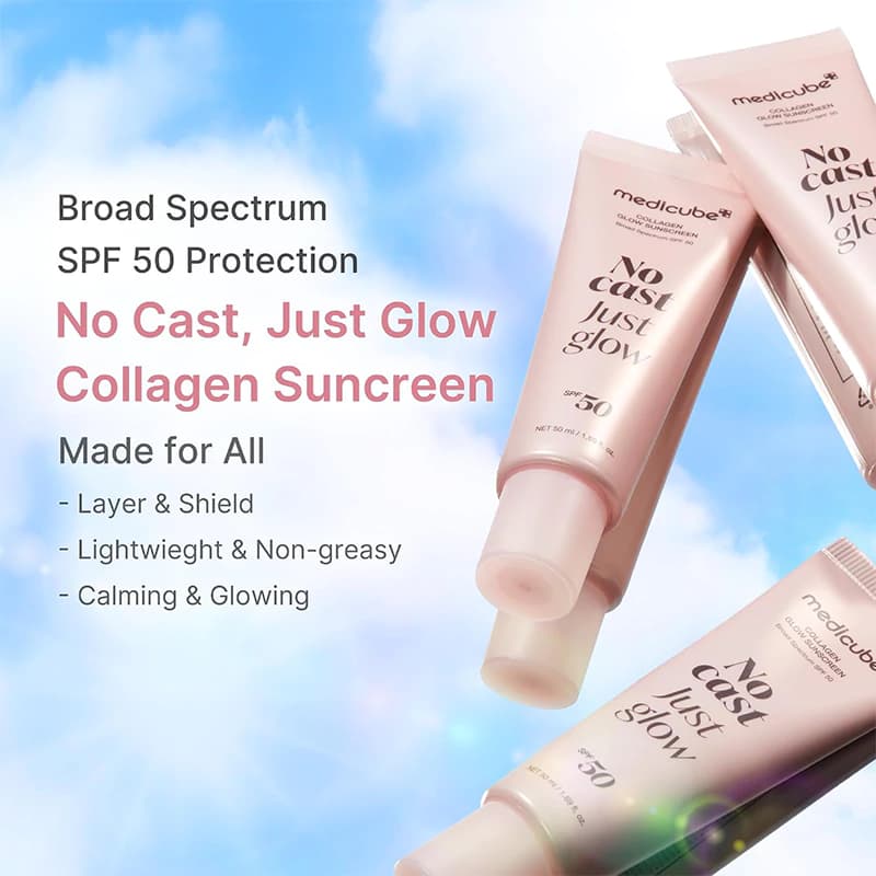 سرم ضد آفتاب كلاژن NO CAST just glow مديكيوب 50 ميل با SPF50+ — تصویر ۹