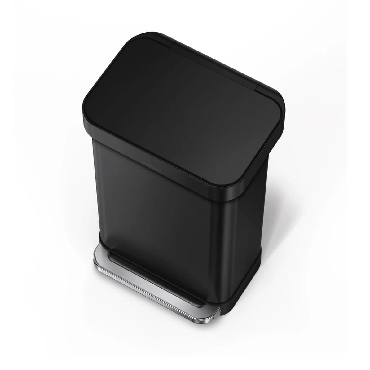 سطل زباله پدالی 45 لیتر مشکی مات سیمپل هیومن simplehuman Matte Black Rectangular Pedal Bin with Liner Pocket, 45 L — تصویر ۵