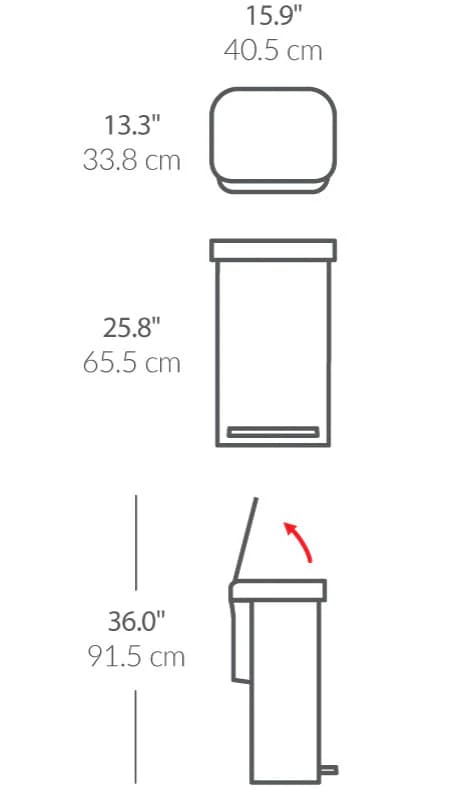 سطل زباله پدالی 45 لیتر مشکی مات سیمپل هیومن simplehuman Matte Black Rectangular Pedal Bin with Liner Pocket, 45 L — تصویر ۶