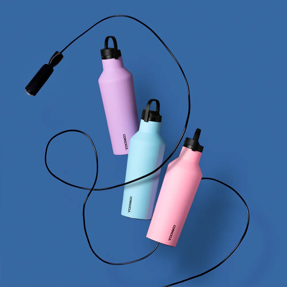 بطری آب سرد و گرم نگهدارنده کورکسیکل آبی آسمانی Corkcicle Series A Sport Canteen, 946 ml santorini