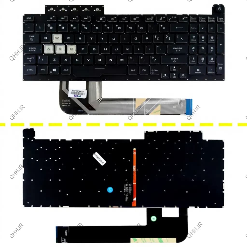 کیبرد لپ تاپ ایسوس TUF Gaming FX506 مشکی-اینترکوچک-بابک لایت-بدون فریم با کلید پاور — تصویر ۶