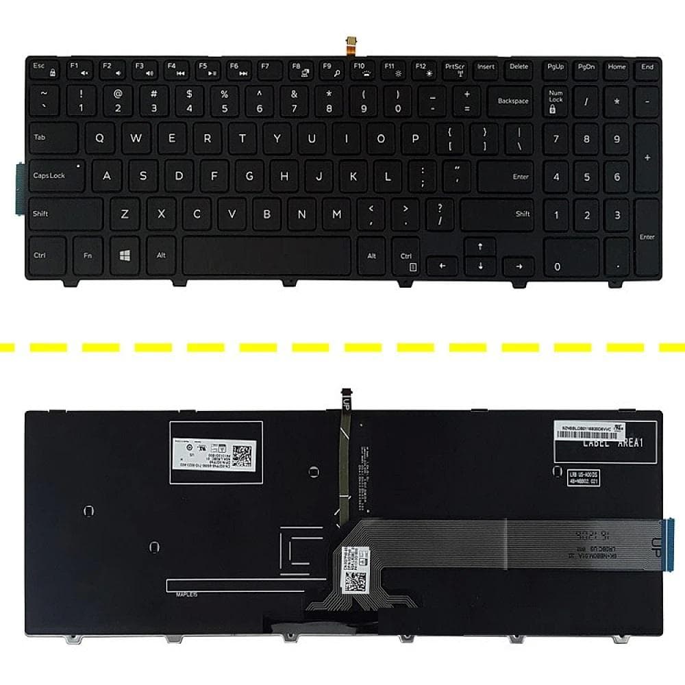 کیبرد لپ تاپ دل Inspiron 15-5000 مشکی-با بک لایت-با فریم — تصویر ۲