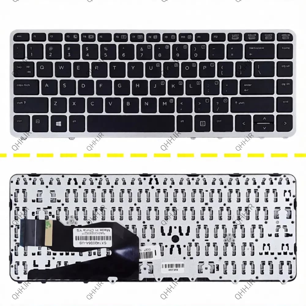 کیبرد لپ تاپ اچ پی EliteBook 840 G1 مشکی-بدون موس-بافریم نقره ای — تصویر ۴