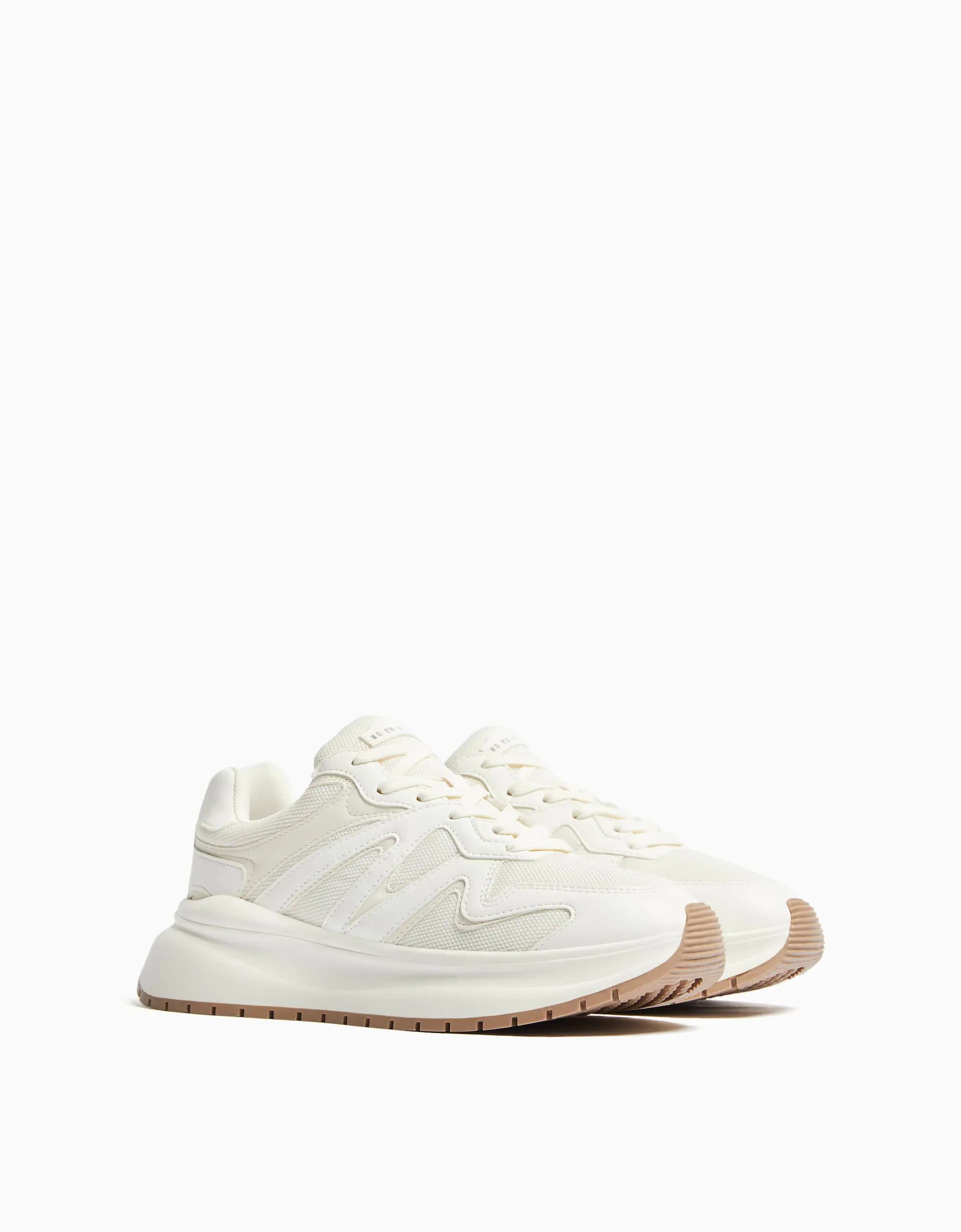 کتونی Bershka مدل Chunky Sole Mesh Trainers — تصویر ۴