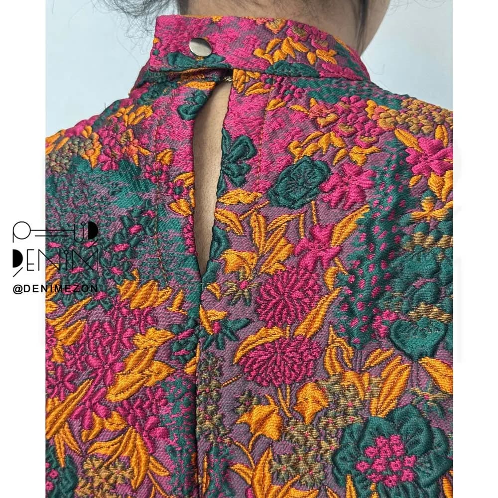 تاپ ژاکارد سرخابی سبز مهنا — تصویر ۲