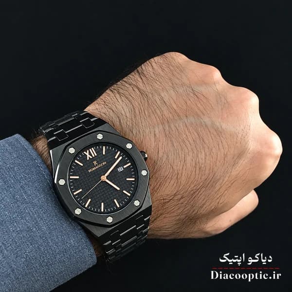 ساعت مچی مردانه موتور ژاپنی اصلی برند رمانسون مدل AP361G استیل مشکی — تصویر ۹