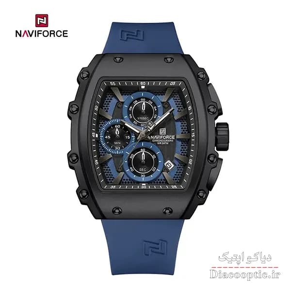 ساعت مچی مردانه سه موتور برند نیوی فورس NAVIFORCE 8070 بند رابر — تصویر ۳