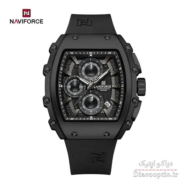ساعت مچی مردانه سه موتور برند نیوی فورس NAVIFORCE 8070 بند رابر — تصویر ۴