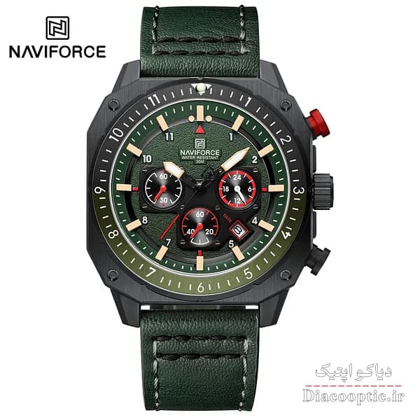 ساعت مچی مردانه سه موتور برند نیوی فورس چرمی مدل NAVIFORCE 8057 بند چرم — تصویر ۵