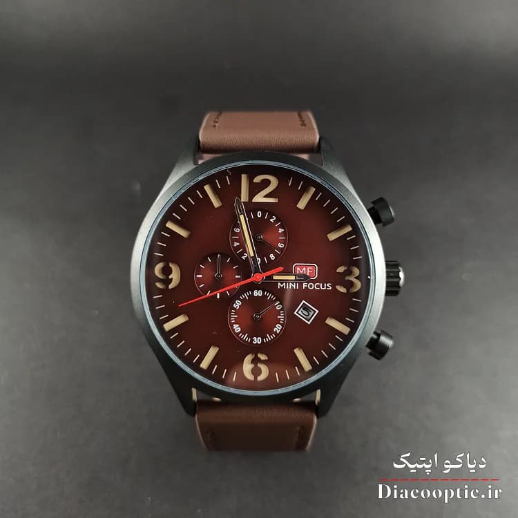 ساعت مچی مردانه اورجینال موتور ژاپن برند مینی فوکوس سه موتور مدل Mf0003G.02 بند چرم — تصویر ۲