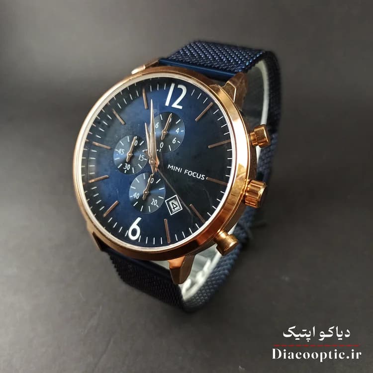 ساعت مچی مردانه اورجینال موتور ژاپن برند مینی فوکوس سه موتور مدل Mf0185G.02 بند حصیری — تصویر ۴