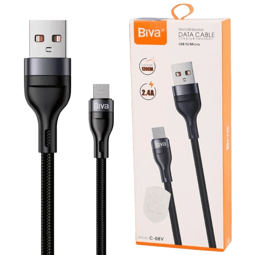 کابل میکرو یو اس بی 2.4 آمپر بیوا C-08V طول 1.2 متر