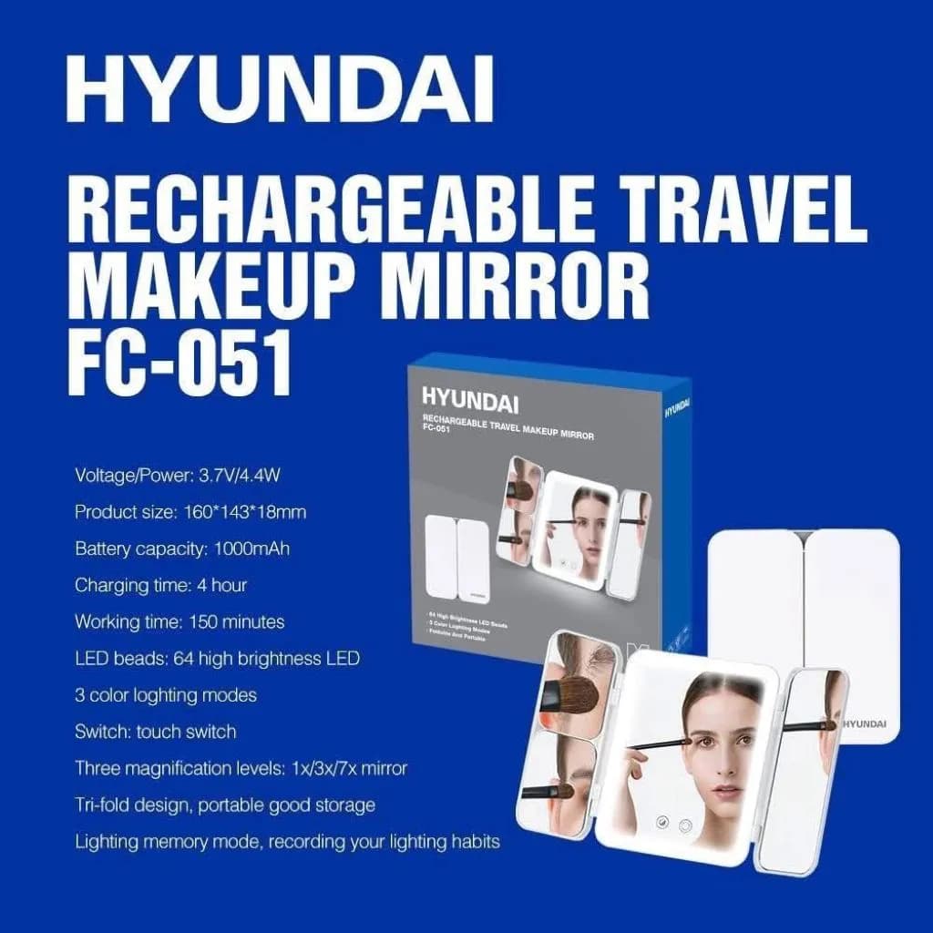 آینه و رینگ لایت آرایشی FC-051 هیوندای | Hyundai FC-051 Rechargeable Travel Makeup Mirror — تصویر ۵