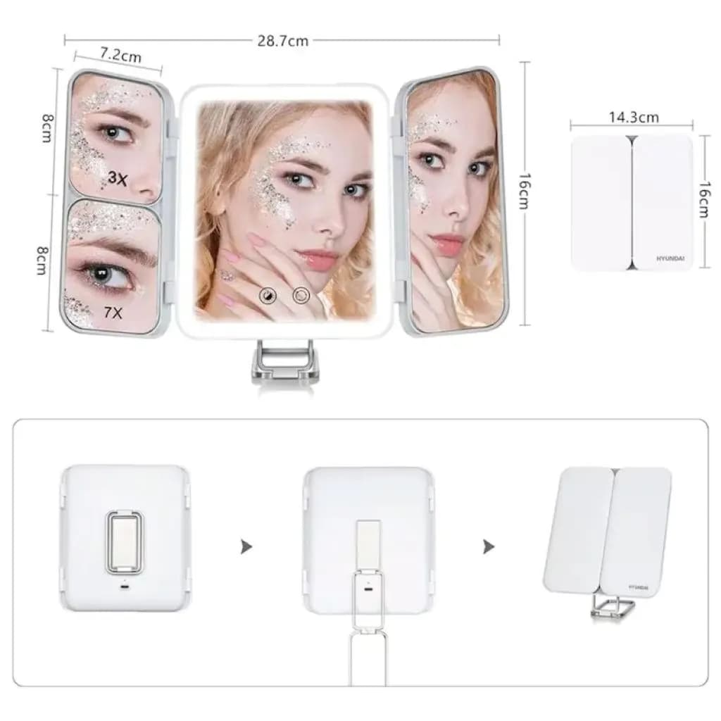 آینه و رینگ لایت آرایشی FC-051 هیوندای | Hyundai FC-051 Rechargeable Travel Makeup Mirror — تصویر ۴