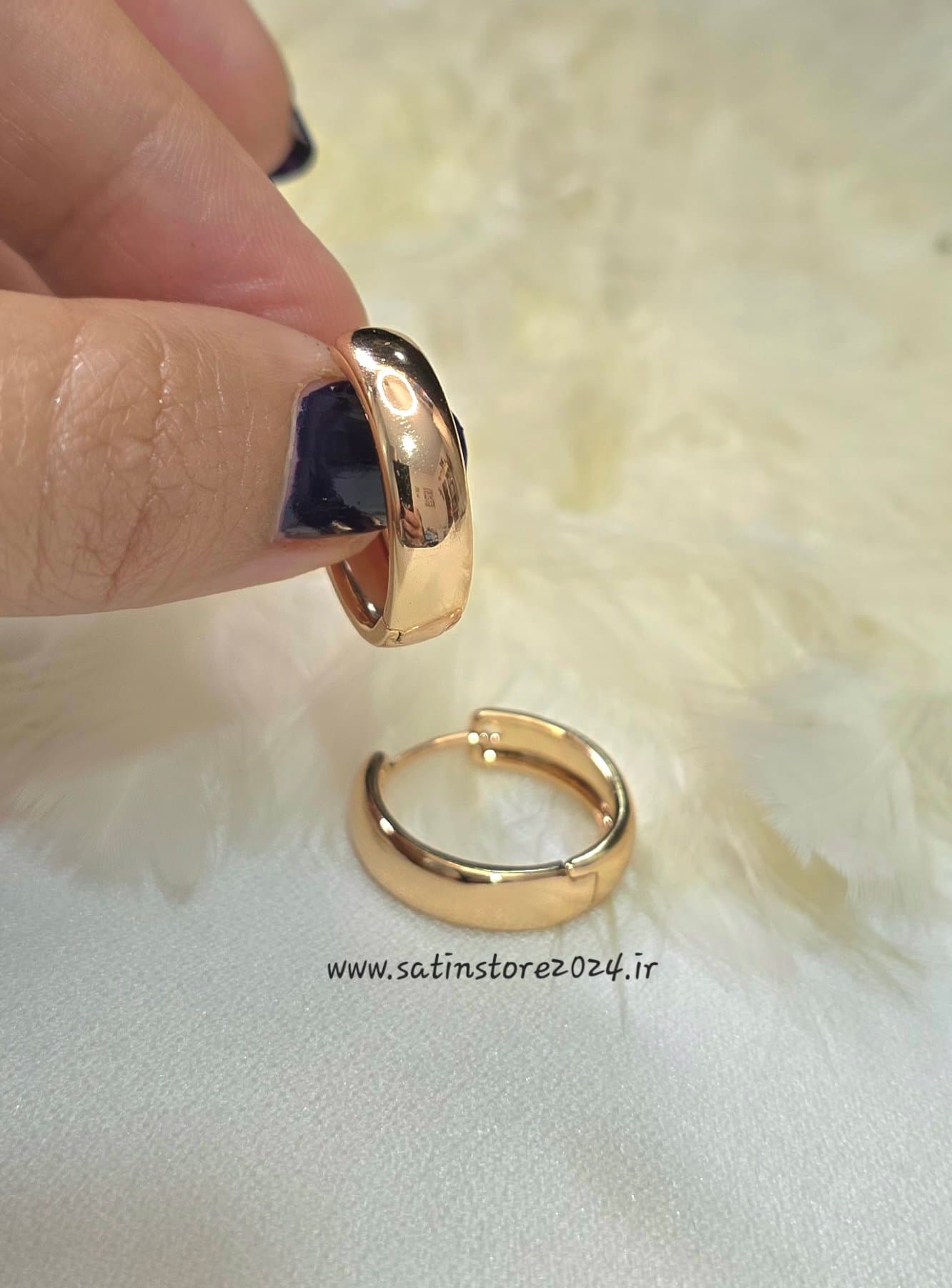 گوشواره حلقه ای طرح آیینه ای ژوپینگ کد 2100 — تصویر ۲