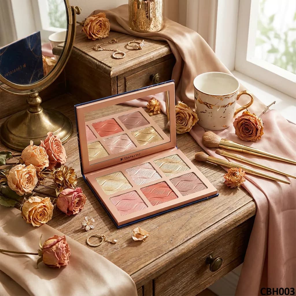 پالت رژگونه و هایلایتر کارکتر مدل Glow & Blush کد CBH003 — تصویر ۴