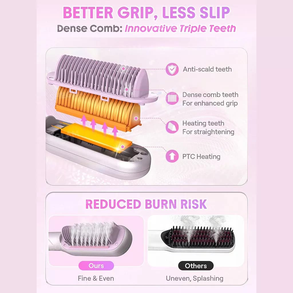 برس حرارتی بخاردار شیگلم | SHEGLAM Steam Hair Straightening Brush — تصویر ۶