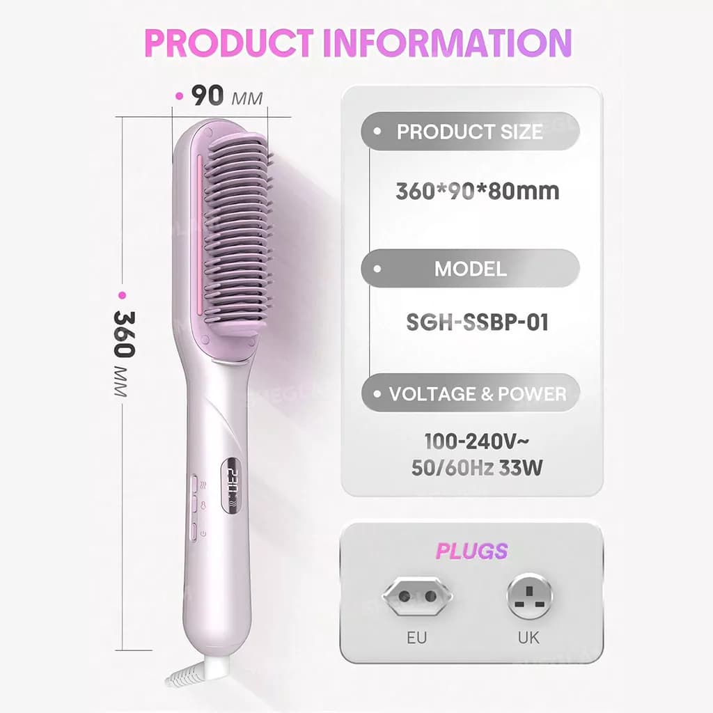 برس حرارتی بخاردار شیگلم | SHEGLAM Steam Hair Straightening Brush — تصویر ۴
