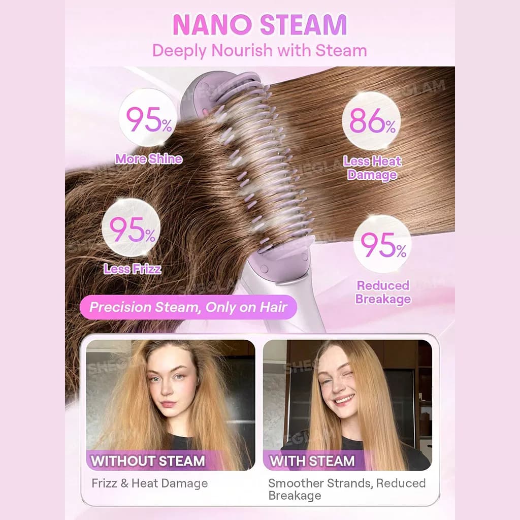 برس حرارتی بخاردار شیگلم | SHEGLAM Steam Hair Straightening Brush — تصویر ۲