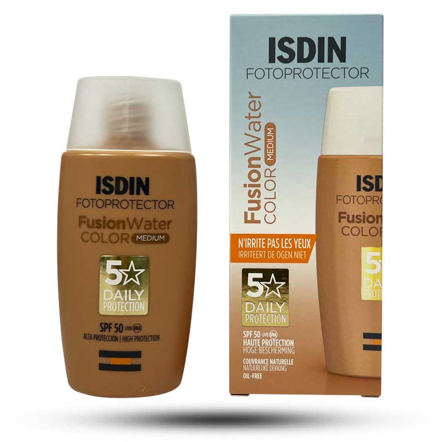 ضد آفتاب رنگی فیوژن واتر ایزدین SPF+50 رنگ مدیوم مناسب پوست چرب 50 میل — تصویر ۳