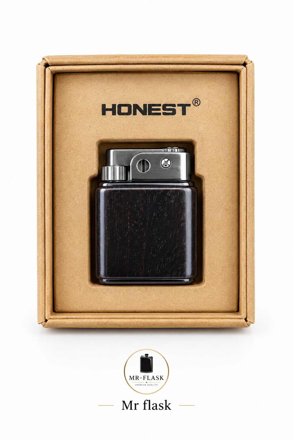 فندک بنزینی هانست Honest مدل کلاسیک طرح چوب D1