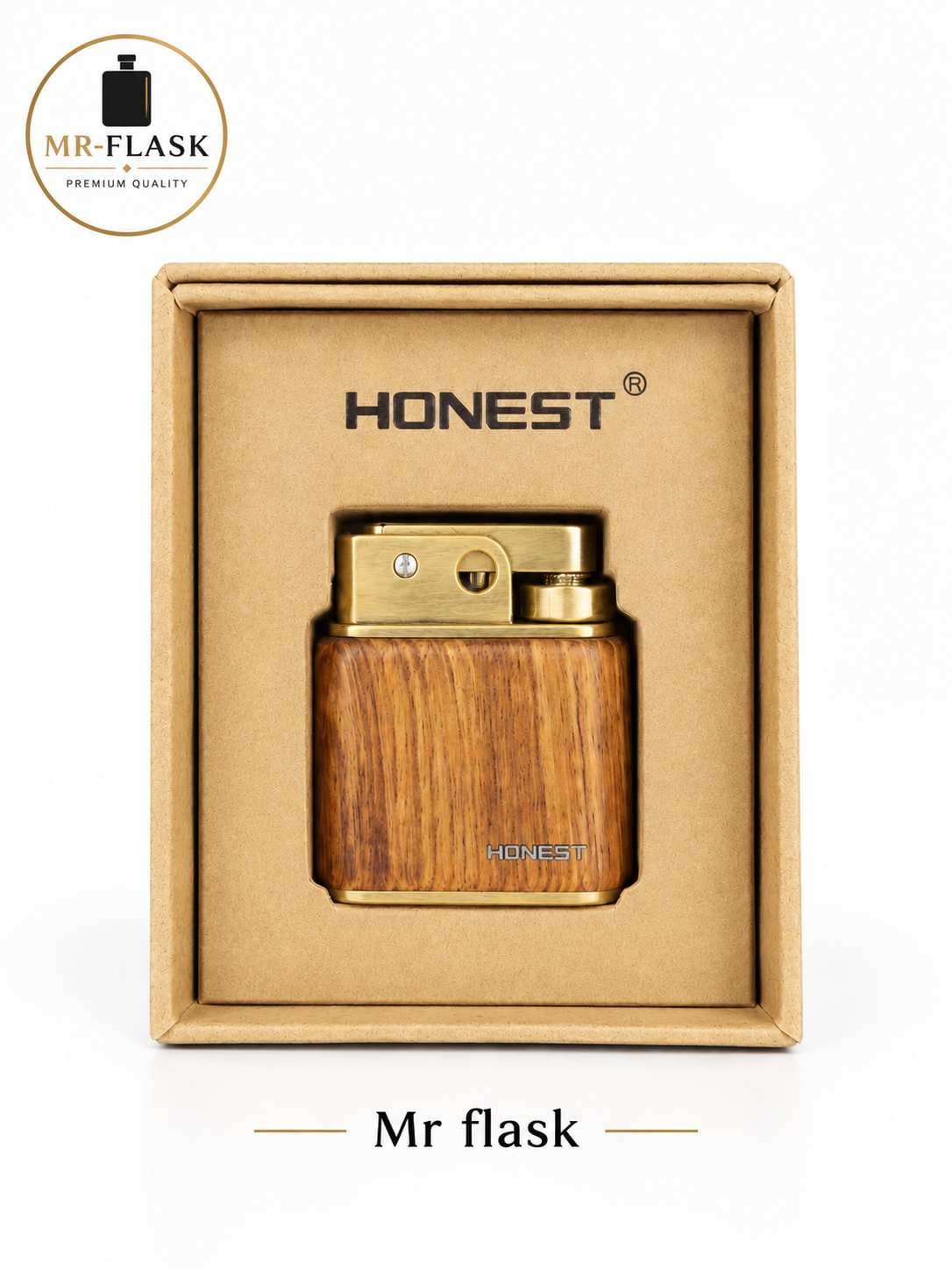 فندک بنزینی هانست Honest مدل کلاسیک طرح چوب D3