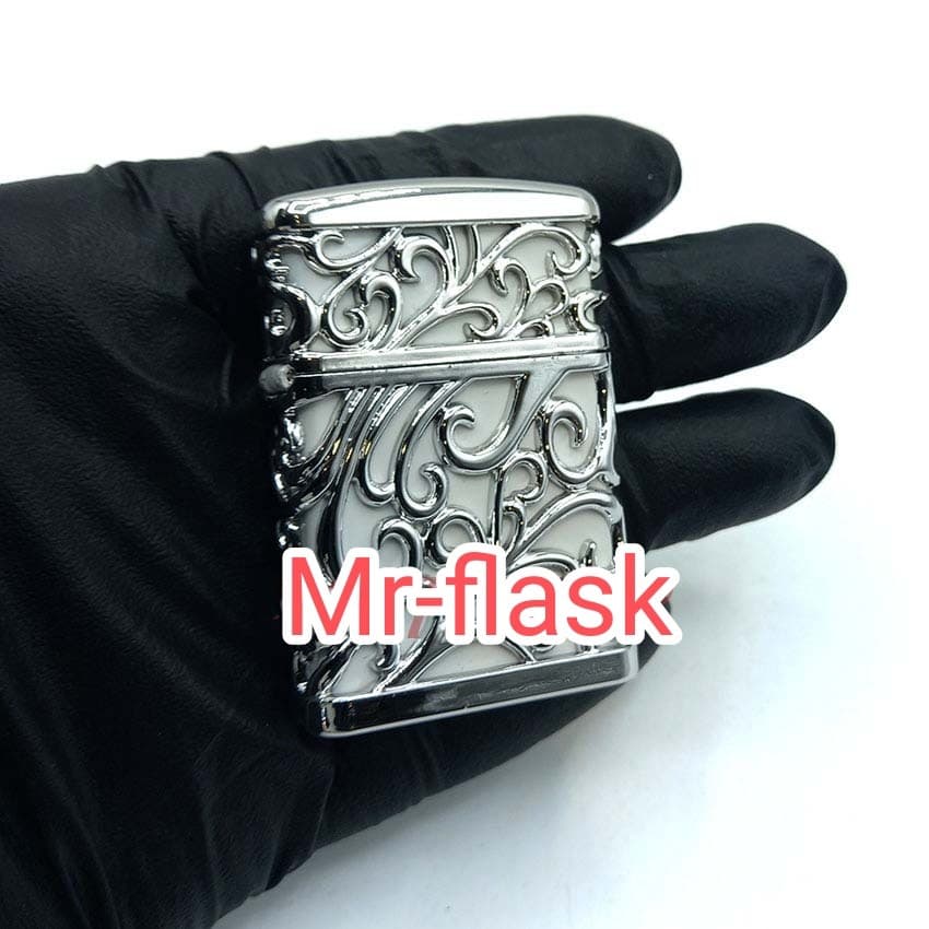 فندک گازی طرح مشبک نقره ای — تصویر ۳
